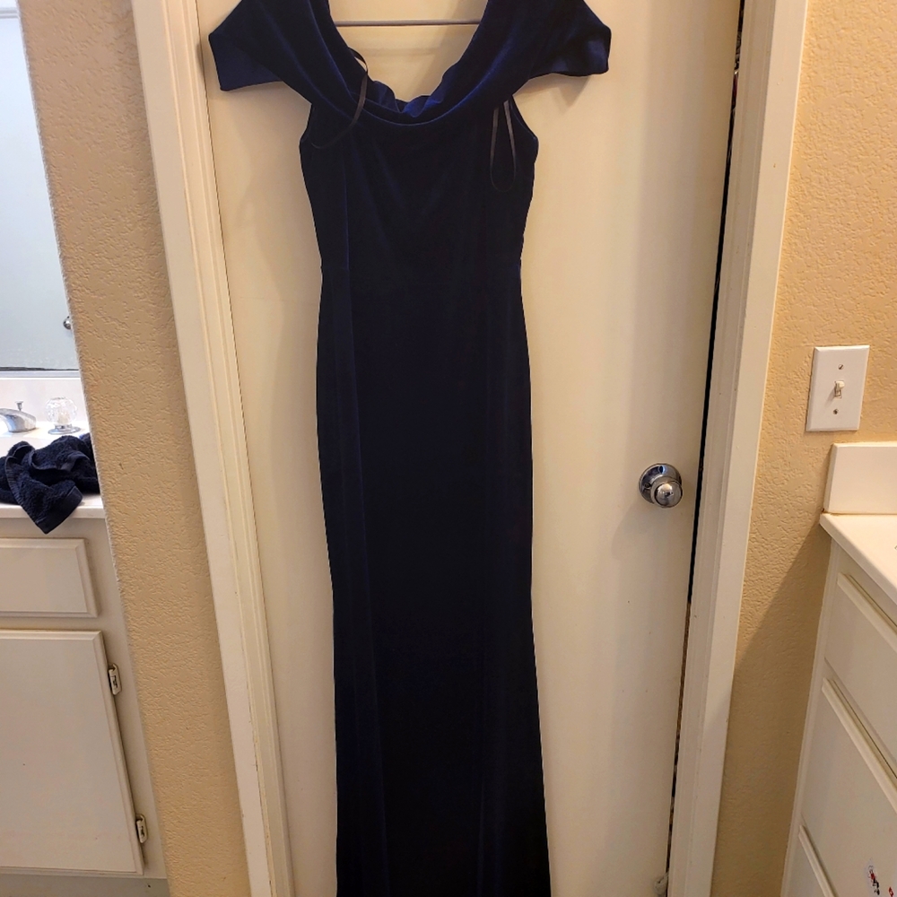 Womens navy velvet elegant dress